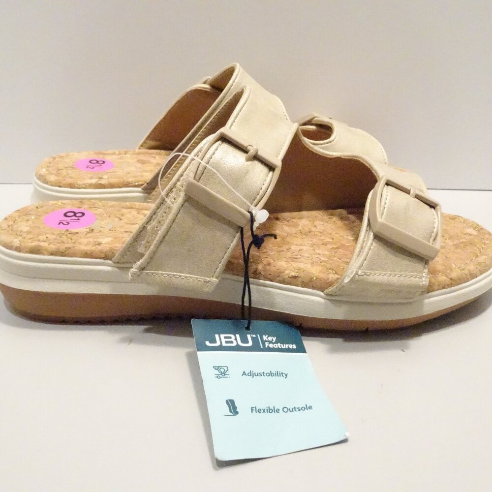 JBU by Jambu Kona Women’s Wedge Sandal Taupe Shimmer Size 8.5 NEW Cork Footbed